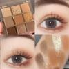 Kayswang 9 colors glitter eyeshadow palette makeup palette matte high pigment color cream texture natural eye shadow powder eye shadow palette in autumn and winter long lasting and waterproof (gold) view 2