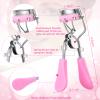 17 Pcs Eyelash Curlers Kit Lash Curler Eyelash Comb Seperator Extension Tweezers Eyebrow Brush Scissors False Eyelashes Applicator Eyebrow Trimmer Silicone Refills Pads for Women(Pink) view 3