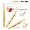 Etercycle High Precision Lash Tweezers Set - Includes 3 Stainless Steel Eyelash Tweezers for Classic Individual and Volume Lash Extensions. Complete with Storage Box view 2