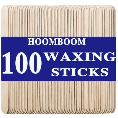 100Pcs Large Wooden Waxing Sticks for Hair Removal - HOOMBOOM 6" x 3/4" Premium Splinter-Free Wooden Sticks for Waxing, Wax Stick for Body Eyebrow and Face Waxing