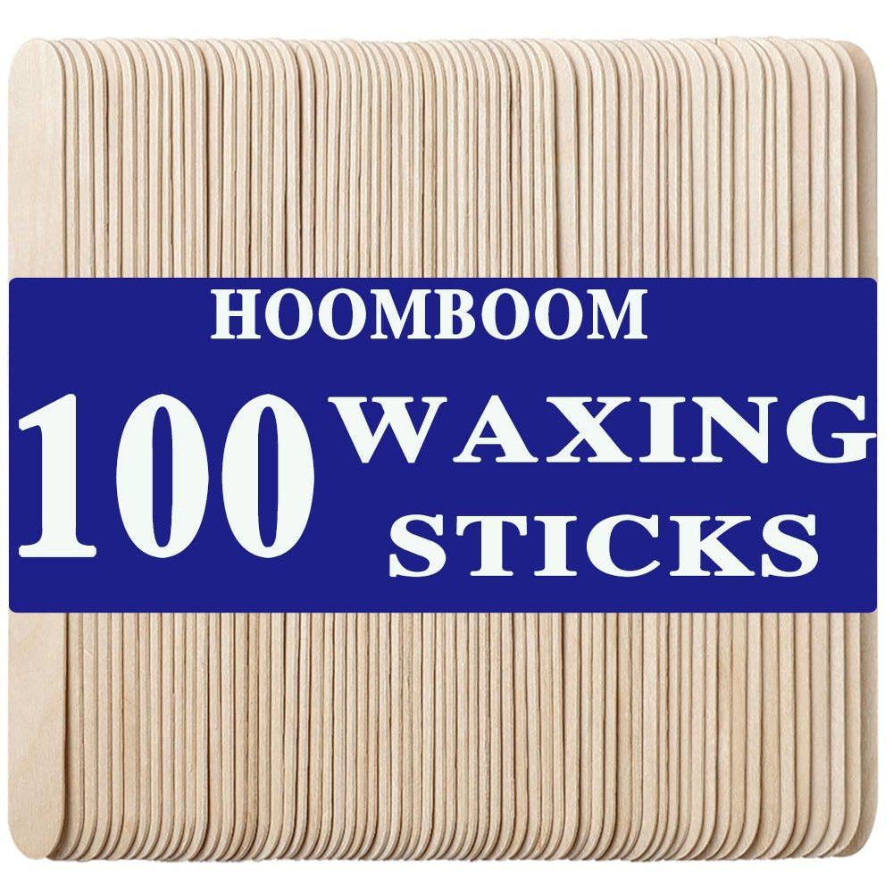 100Pcs Large Wooden Waxing Sticks for Hair Removal - HOOMBOOM 6" x 3/4" Premium Splinter-Free Wooden Sticks for Waxing, Wax Stick for Body Eyebrow and Face Waxing