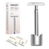 ZOMCHI Double Edge Safety Razor for Men & Women,[New Version 2.0 ] Metal Razor with 10 Double Edge Safety Razor Blades, Single Blade Razor with Stand  Noble Silver view 1