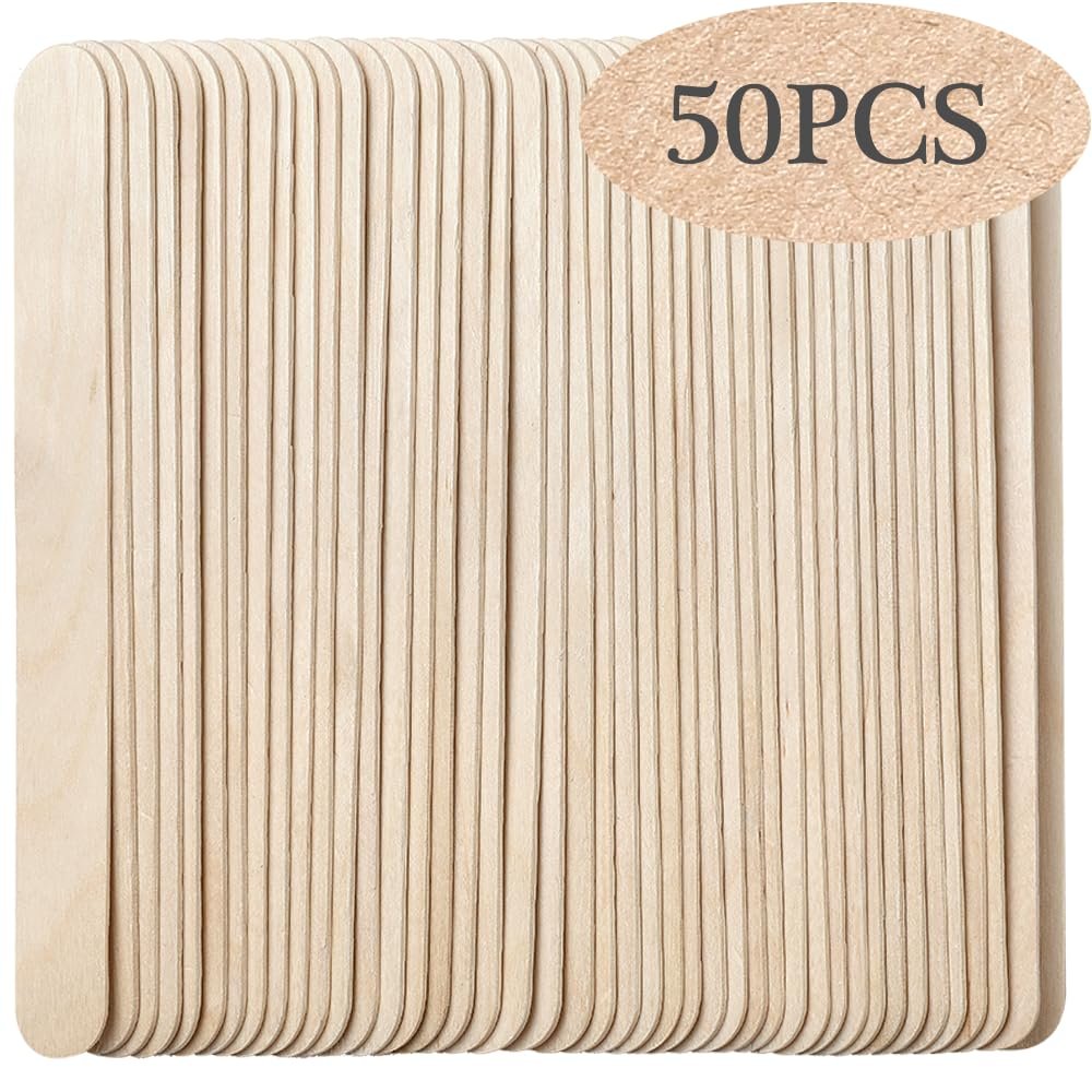 50Pcs Large Wooden Waxing Sticks for Hair Removal - HOOMBOOM Premium Splinter-Free Wooden Sticks for Waxing, Wax Stick for Body Eyebrow and Face Waxing