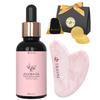 Gua Sha Facial Tools Gift Set Consists of TRIONI 100% Pure Jojoba Oil Enriched with Vitamin E (30ml), Authentic Rose Quartz Heart Shaped Guasha Tool for Face, Sponges (15ct), and a Drawstring Bag view 1