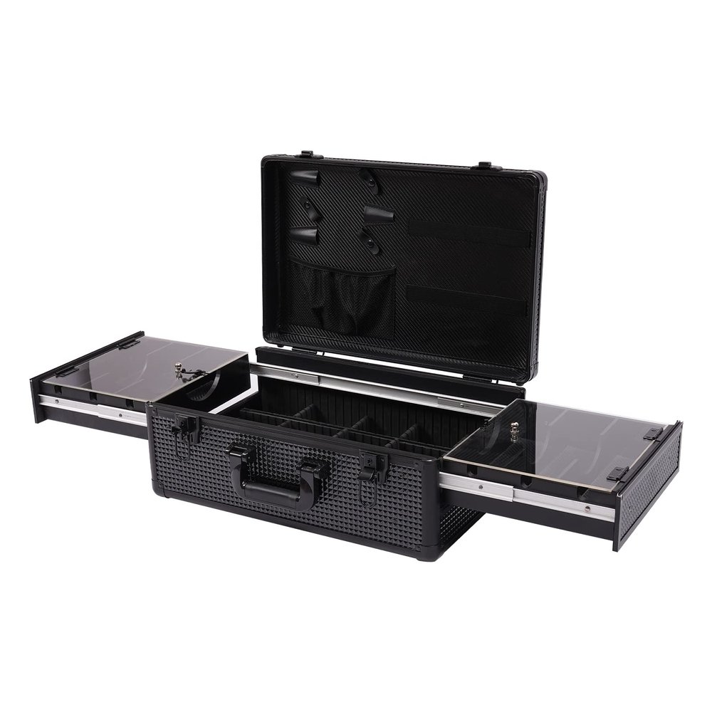 Barber Case,Professional Barber Case,Versatile Salon Hair Styling Tools Organizer,Detachable Hairdressing Tool Storage Holder,Hair Scissors Storage Tray Aluminum Alloy and Plastic Black(Style D)