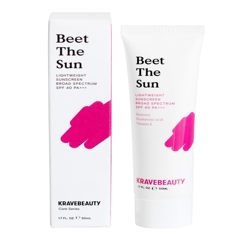 KraveBeauty Beet The Sun SPF 40  Korean-Inspired Daily Broad Spectrum Sunscreen, Non-Greasy Chemical SPF, No White Cast, Vegan & Cruelty-Free, 1.7 fl oz