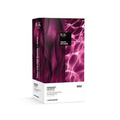 IGK Permanent Hair Dye Color Kit | RRV Truth or Dare - Intense Fuchsia | 100% Gray Color Coverage + Strengthen + Shine | Ammonia Free