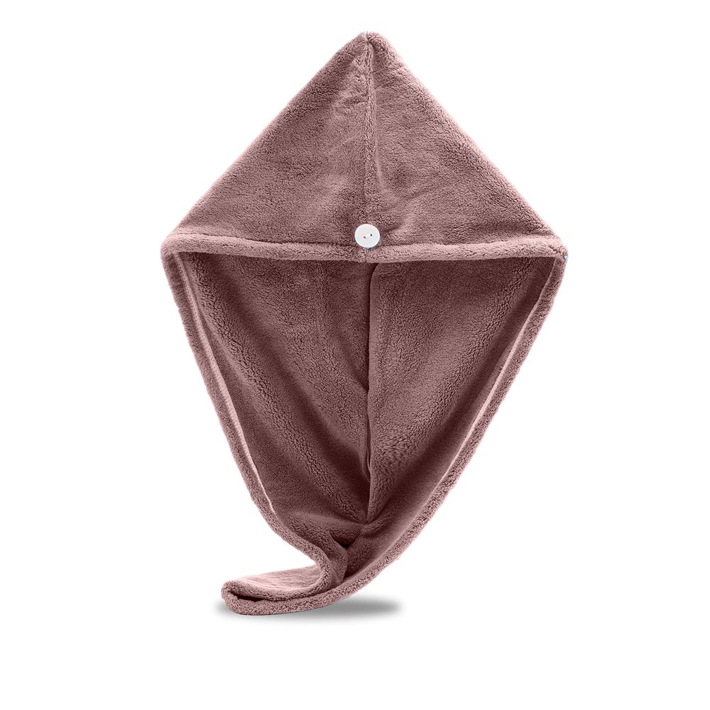 Exec-U-Gift Microfiber Hair Towel Wrap, Hair Turban Towel Super Absorbent Twist Turban Dry Hair Caps with Buttons Bath Loop Fasten Salon Dry Hair Hat