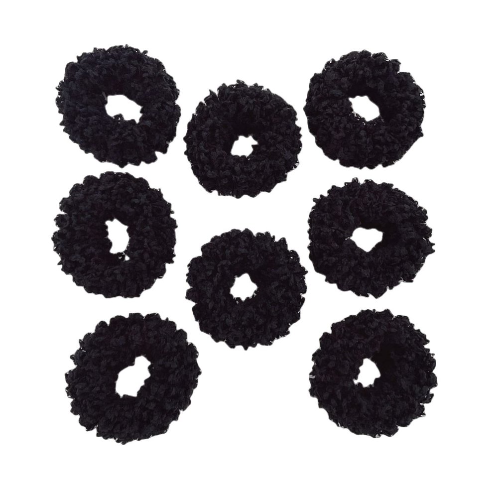 Grutyopkn 8pcs Plush Scrunchie Hair ties Large Scrunchie fluffy tied Hair Rope Cute Elastic Hair Bands Scrubchy Hair Accessories for Women and Girls (Black)