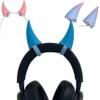 2x demon horns for Headset/Cosplay - Made In USA -16 Colors Combos (Blue Light) view 1