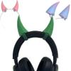 2x demon horns for Headset/Cosplay - Made In USA -16 Colors Combos (Green) view 1