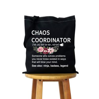 WCGXKO Chaos Coordinator Funny Definition Zipper Pouch Makeup Bag (Chaos black tote)