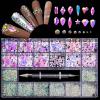Nail Rhinestones Kit, Nail Art Decorations Flat AB Rhinestones Kit DIY Crafts Gemstones for Nail, Shoes, Clothes, Jewels (600 Iridescent Diamonds + 2500 Flat Rhinestones) view 1