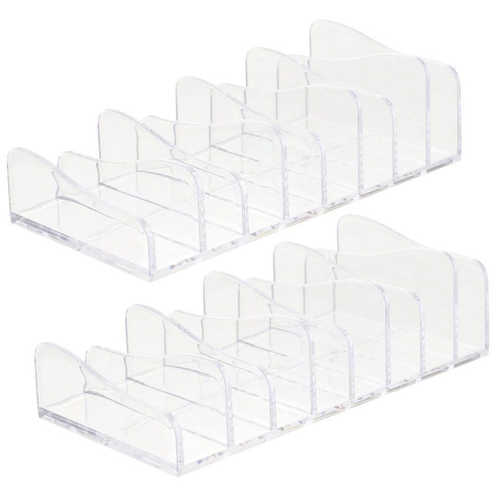 Cabilock 2pcs Makeup Organizer Divided Sections for Eyeshadow and Cosmetics Storage for Vanity and Dresser Organization