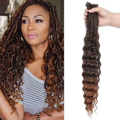 20 Inch Curly Dreadlocks Extensions Wavy Synthetic Dreads, 20 Strands Black to Brown Single Ended Dreads Locs Extension