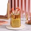 RAMFIYN Gold Clear Makeup Brush Holder, Vintage Cosmetic Beauty Organizers Cup for Vanity, Lip Pencil Holder Vintage Lipstick Holder - Yellow view 3