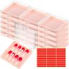 Landhoow 15 Pcs Press On Nail Boxes Nail Display Case with 30 Adhesive Tape, Artificial Press On Nail Container, Acrylic Storage Organizer(Pink) view 1