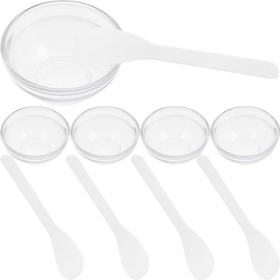 FOMIYES 10PCS Glass Mixing Bowls Set Thickened Clear Spa Facial Mask Bowl with White Mixing Sticks for Salon & Home Use, for DIY Masks, Essential Oils, Small Space Storage