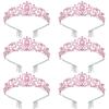 6 pcs Pink Princess Crown - Crystal Tiaras for Women Elegant Rhinestone Royal Queen Crown with Comb for Wedding Pageant Birthday Party Hair Accessories view 1