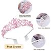 6 pcs Pink Princess Crown - Crystal Tiaras for Women Elegant Rhinestone Royal Queen Crown with Comb for Wedding Pageant Birthday Party Hair Accessories view 4