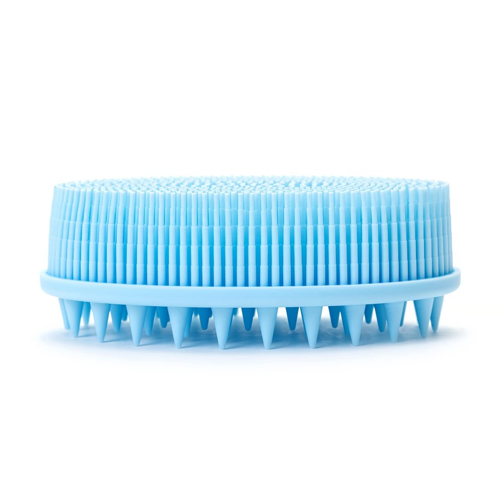 Premium Sensory Brush for Kids or Autism,Soft Silicone Body Scrubber,2 in 1 Sensory Room Occupational Therapy Sensory Brushes,Silicone Loofah,Pet Shower Brush Bath Brush Shampoo Brush(Spikes-Blue)