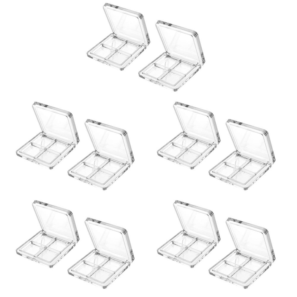 Beaupretty 10 Pieces Empty Eyeshadow Pallet 4 Grids Eye Shadow Lipstick Storage Case Box Clear Makeup DIY Cosmetic Organizer Container