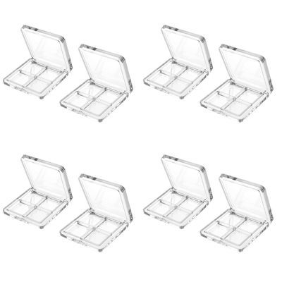 Beaupretty 8 Pieces Empty Eyeshadow Pallet 4 Grids Eye Shadow Lipstick Storage Case Box Clear Makeup DIY Cosmetic Organizer Container