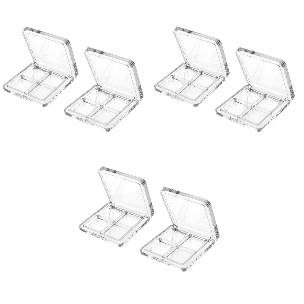 Beaupretty 6 Pieces Empty Eyeshadow Pallet 4 Grids Eye Shadow Lipstick Storage Case Box Clear Makeup DIY Cosmetic Organizer Container
