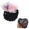 2 Pcs Elastic Net Barrette Butterfly Flower Hair Clip Bun Cover Fashion Lace Hair Net Hairpin for Lady Flight Attendants Light Pink view 1