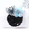 2 Pcs Elastic Net Barrette Butterfly Flower Hair Clip Bun Cover Fashion Lace Hair Net Hairpin for Lady Flight Attendants Light Pink view 3