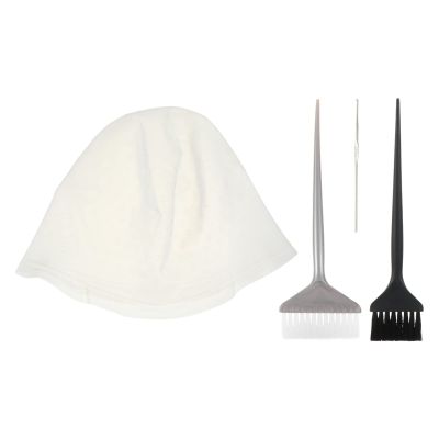 KALLORY 4pcs Silicone Hair Coloring Cap Hook and Brushes Reusable Dyeing Kit for Salon and Home Use Lightweight and Comfortable Hair Highlighting Tool