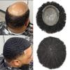 Afro Curl Toupee for Black Men Hairpiece African American Mens Toupee Short Remy Human Hair System Replacement Lace Poly Skin Man Weave Balding Mens Custom Hair Unit 8X10inch Male Hair Top Wigs (8''X10'', #1B Off Black-8mm Wave Curl) view 1