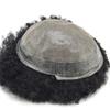 Afro Curl Toupee for Black Men Hairpiece African American Mens Toupee Short Remy Human Hair System Replacement Lace Poly Skin Man Weave Balding Mens Custom Hair Unit 8X10inch Male Hair Top Wigs (8''X10'', #1B Off Black-8mm Wave Curl) view 4