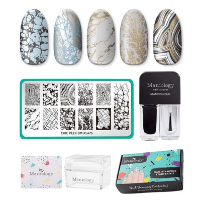 Maniology Heart of Stone Nail Stamping Starter Kit | Marble Nail Art, Stone-Inspired Patterns DIY Manicures  Includes Stamping Plate, Polish, Top Coat, Stamper & Scraper Card