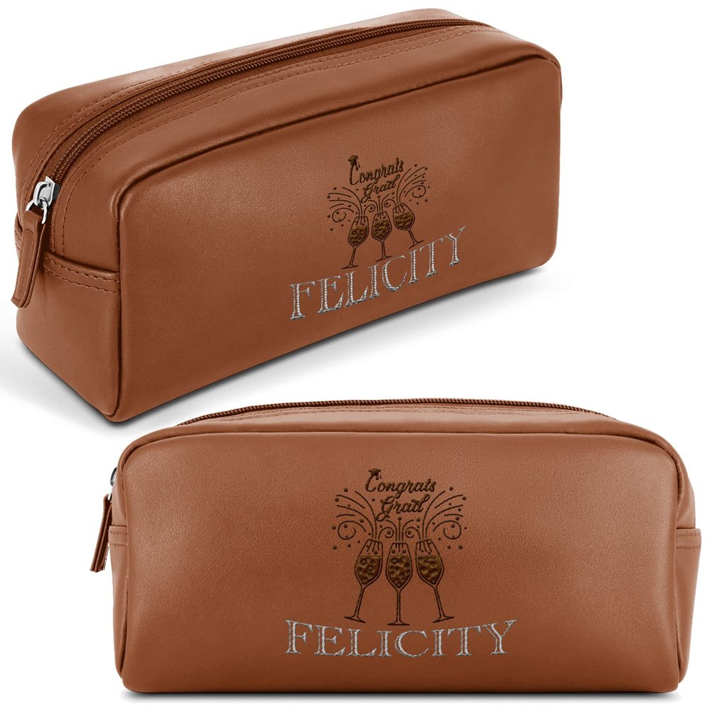 Personalized Travel Toiletry Bag for Women Men, Custom Makeup Bag with Name - Portable Leather Waterproof Zipper Pouch Cosmetic Organizer Bag Dopp Kit Shaving Bag, Customized Graduation Gifts for Him