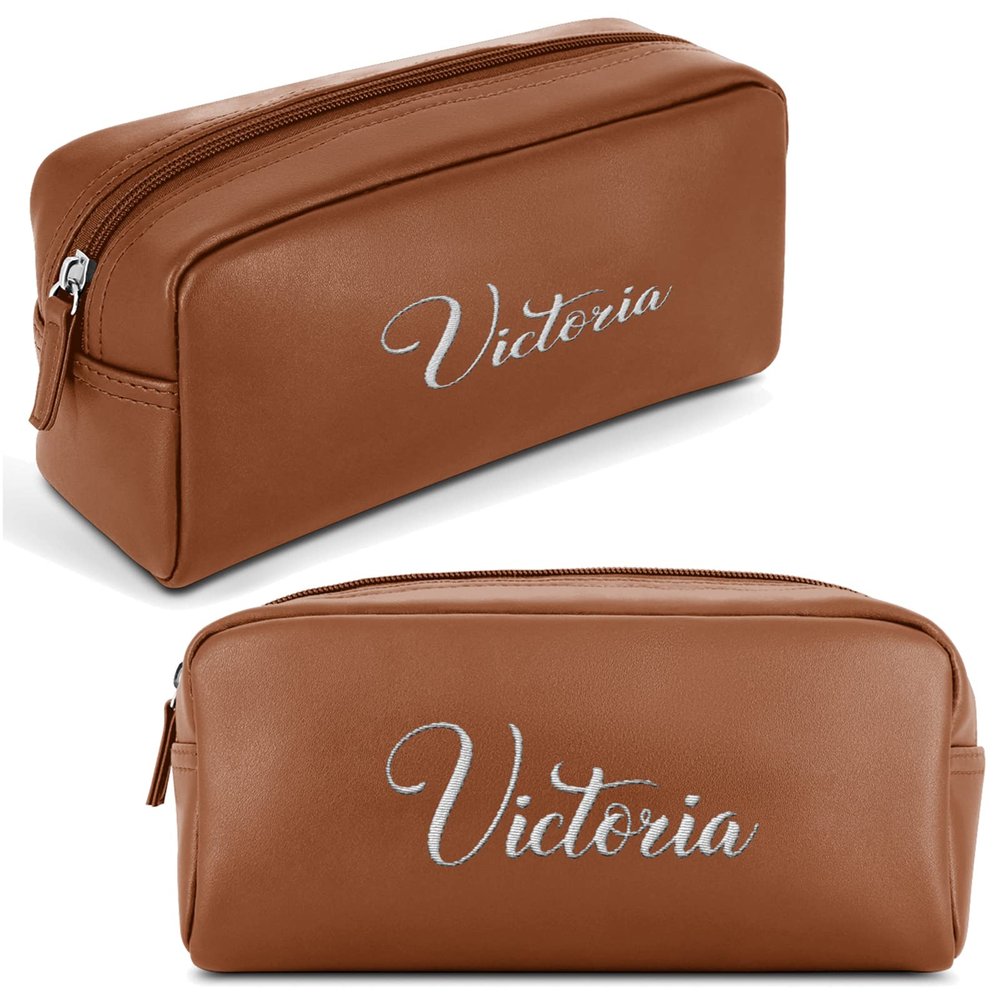 Personalized Travel Toiletry Bag for Women Men, Custom Makeup Bag with Name - Portable Leather Waterproof Zipper Pouch Cosmetic Organizer Bag Dopp Kit Shaving Bag, Customized Gifts for Mom Dad