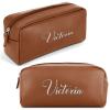 Personalized Travel Toiletry Bag for Women Men, Custom Makeup Bag with Name - Portable Leather Waterproof Zipper Pouch Cosmetic Organizer Bag Dopp Kit Shaving Bag, Customized Gifts for Mom Dad view 1