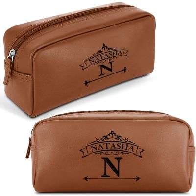 Personalized Travel Toiletry Bag for Women, Custom Makeup Bag with Name, Portable Leather Waterproof Zipper Pouch Cosmetic Organizer Bag, Customized Gifts for Mom Birthday Mother's Day Bridal Shower