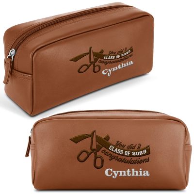 Personalized Travel Toiletry Bag for Women Men, Custom Makeup Bag with Name - Portable Leather Waterproof Zipper Pouch Cosmetic Organizer Bag Dopp Kit Shaving Bag, Customized Graduation Gifts for Him