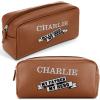 Personalized Travel Toiletry Bag for Men, Custom Cosmetic Organizer Bag w/ Name - Portable Leather Waterproof Zipper Pouch Dopp Kit Shaving Bag, Customized Gifts for Dad Husband Birthday Father's Day view 1