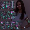Konsait 10 Sheets Glow in the Dark Tattoos for Kids Adults - Safe and Easy to Use Neon Temporary Music Notes UV Blacklight Tattoos - Glow in the Dark Party Makeup Supplies and Favors view 1