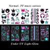 Konsait 10 Sheets Glow in the Dark Tattoos for Kids Adults - Safe and Easy to Use Neon Temporary Music Notes UV Blacklight Tattoos - Glow in the Dark Party Makeup Supplies and Favors view 3