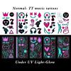 Konsait 10 Sheets Glow in the Dark Tattoos for Kids Adults - Safe and Easy to Use Neon Temporary Music Notes UV Blacklight Tattoos - Glow in the Dark Party Makeup Supplies and Favors view 4