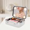 Cbhfmljd Cosmetic Organizer Cosmetic Makeup Train Case White/Pink w/Lights and Mirror, Train Makeup Case Bag w/3 Level LED Light Mirror Portable Large Capacity Makeup Artist Organizer Kit (White) view 2