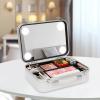 Cbhfmljd Cosmetic Organizer Cosmetic Makeup Train Case White/Pink w/Lights and Mirror, Train Makeup Case Bag w/3 Level LED Light Mirror Portable Large Capacity Makeup Artist Organizer Kit (White) view 3