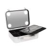 Cbhfmljd Cosmetic Organizer Cosmetic Makeup Train Case White/Pink w/Lights and Mirror, Train Makeup Case Bag w/3 Level LED Light Mirror Portable Large Capacity Makeup Artist Organizer Kit (White) view 4