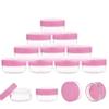 10 Gram Sample Containers with Lids, 10 Pack Sample Jars, Small Cosmetic Travel Container for Makeup, Lotion, Cream, Powder, 10 ML Mini Containers with Pink Lids view 1