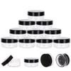 10 Gram Sample Containers with Lids, 10 Pack Sample Jars, Small Cosmetic Travel Container for Makeup, Lotion, Cream, Powder, 10 ML Mini Containers with Black Lids view 1