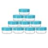 10 Gram Sample Containers with Lids, 10 Pack Sample Jars, Small Cosmetic Travel Container for Makeup, Lotion, Cream, Powder, 10 ML Mini Containers with Blue Lids view 1