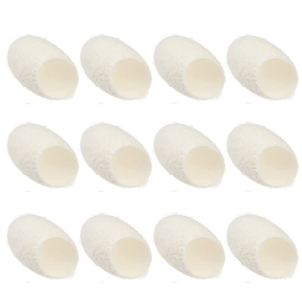 AKOAK Organic Natural Cocoon Spherical Sponge, (Pack of 12) Cleanser Silk Balls for Facial Cleansing/Massage, Blackhead Removal, Face Wash, Makeup Remover, Exfoliation and Skin Care